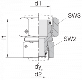 Соединение с двумя гайками 24-SW2OS-L18-L12-CP1