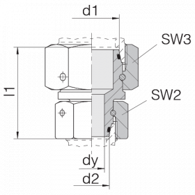 Соединение с двумя гайками 24-SW2OS-S30-S25-CP1